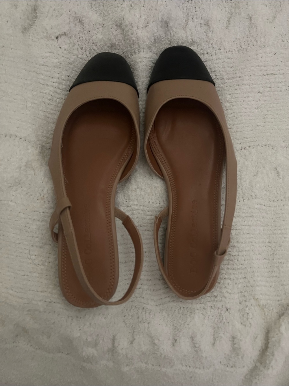 Vici Two-Tone Slingback Flats in Beige and Black